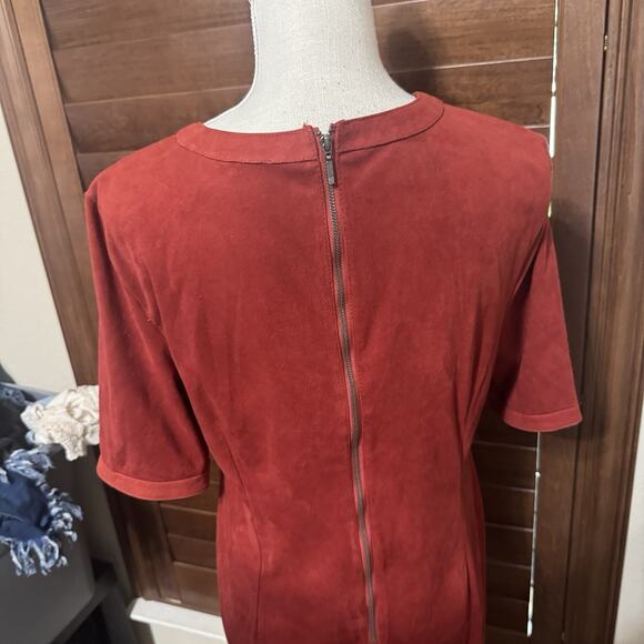 Spense Chamois Burnt Orange Dress Studded Knee Length Microsuede Sz 12 - Picture 6 of 9